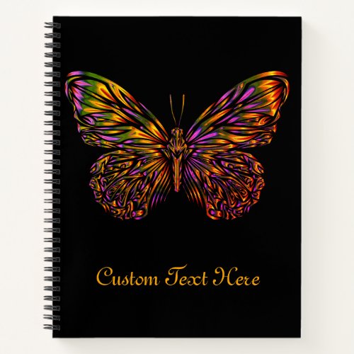 Personalized Neon Rainbow Butterfly Notebook