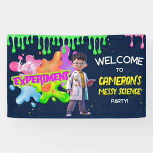 Personalized Neon Science STEM Experiment Party Banner
