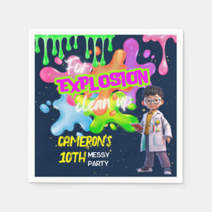 Personalized Neon Science STEM Experiment Party Napkins