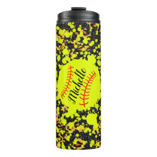 Personalized Neon Softball Thermal Tumbler