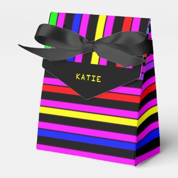 Personalized Neon Stripes Party Favor Box by PartyPrep at Zazzle