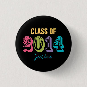 Personalized Neon Typography Class of 2014 Pinback Button