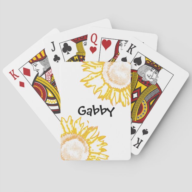 Personalized Neon Yellow Sunflowers  Poker Cards (Back)