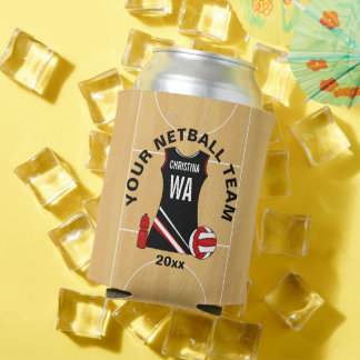 Personalized Netball player team award Can Cooler