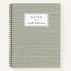 Personalized Neutral Abstract Lines Minimal Design Notebook