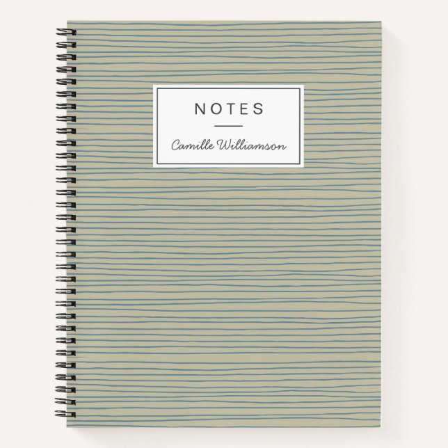 Personalized Neutral Abstract Lines Minimal Design Notebook (Front)