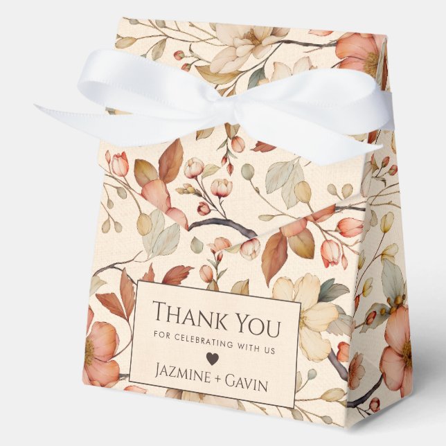 Personalized Neutral Beige Wildflower Baby Shower Favor Boxes (Front)