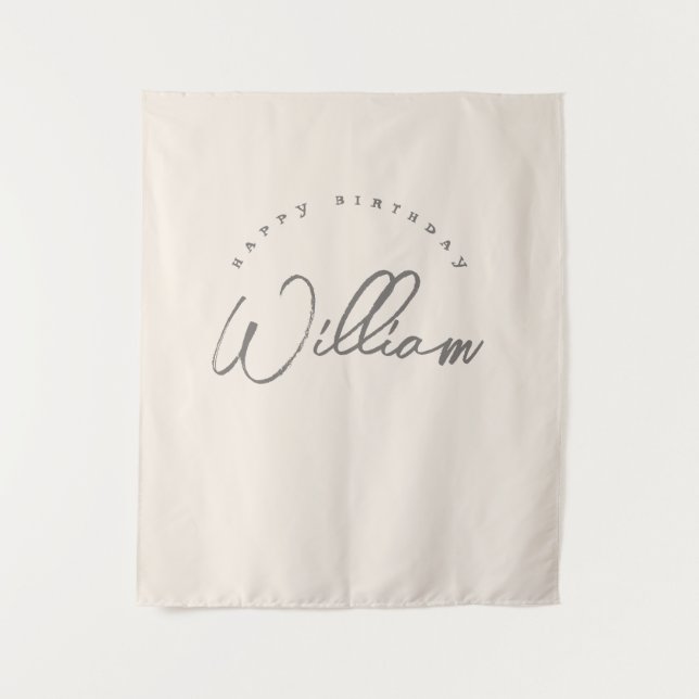Personalized Neutral Birthday Banner Boys Tapestry (Front)
