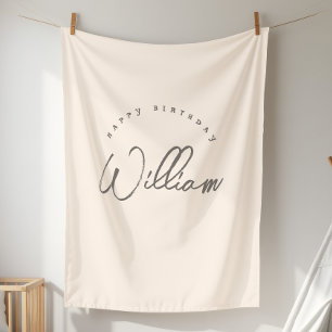 Personalized Neutral Birthday Banner Boys Tapestry