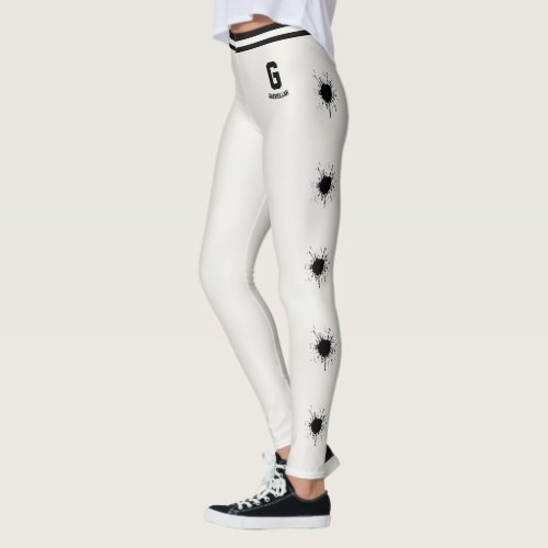 Personalized Neutral Black Pattern Splash Burst Leggings