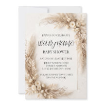 Personalized Neutral Boho Baby Shower Invitation