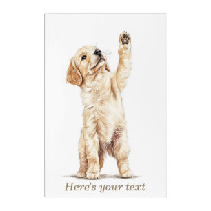 Personalized neutral golden retriever nursery art