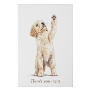 Personalized neutral golden retriever nursery art faux canvas print