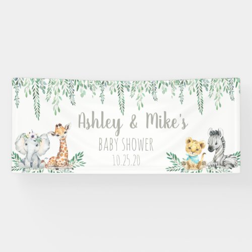 Personalized Neutral Jungle Baby Shower Banner