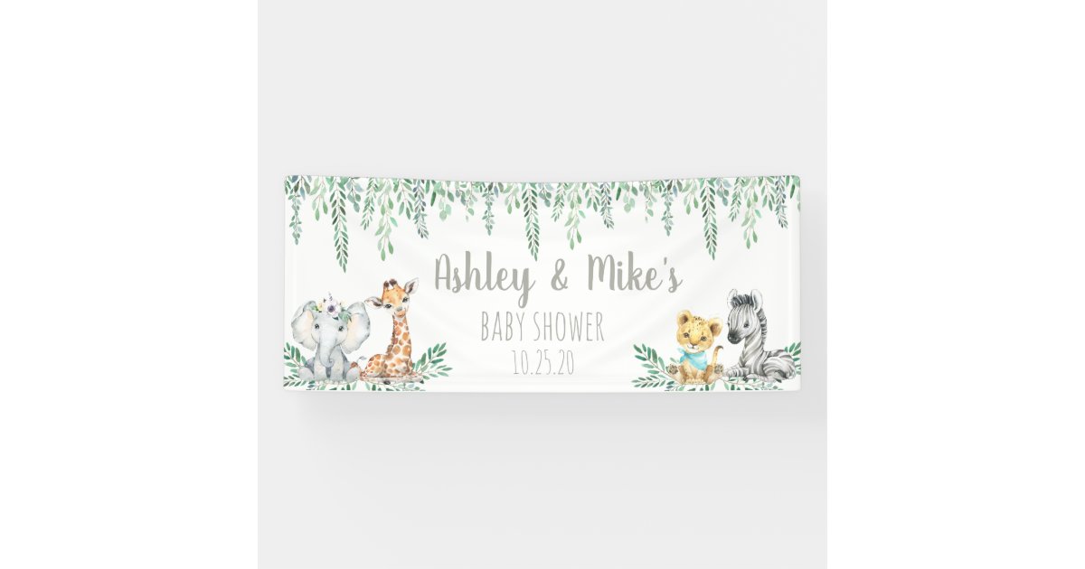 Personalized Neutral Jungle Baby Shower Banner Zazzle Com