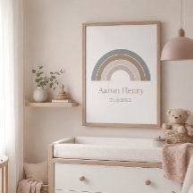 Personalized Neutral Rainbow Nursery Wall Art