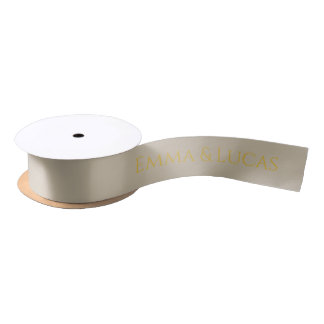 Personalized Neutral Ribbon with Gold Name Text