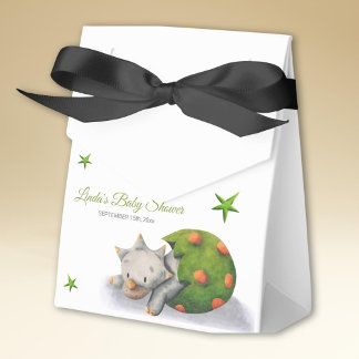 Personalized Neutral Triceratops Dinosaur Party Favor Boxes