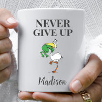 Personalized Never Give Up  Frog Bird Coffee Mug