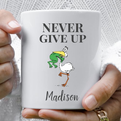 Personalized Never Give Up  Frog Bird Coffee Mug