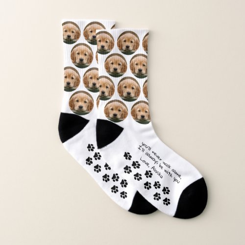 Personalized Never Walk Alone Memorial Dog Photo Socks