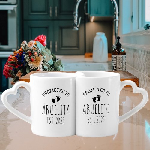 Personalized New Abuelita Abuelito EST 2023 Coffee Mug Set