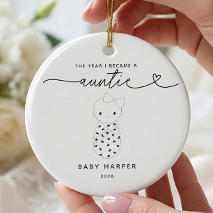 Personalized New Auntie Baby Girl Ornament