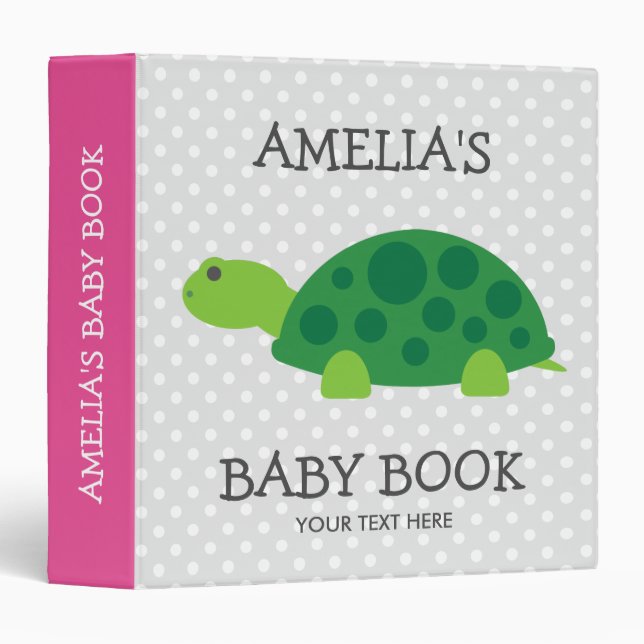 Personalized new baby binder book with cute turtle (Front/Spine)
