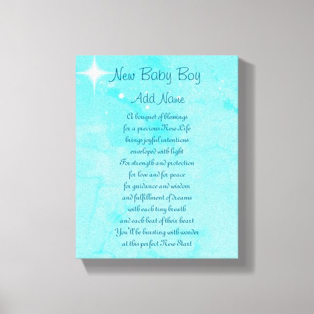 Personalized New Baby Boy Canvas Print (Front)