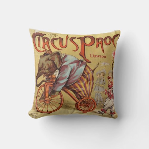 Personalized New Baby Boys Room Circus Elephant Throw Pillow