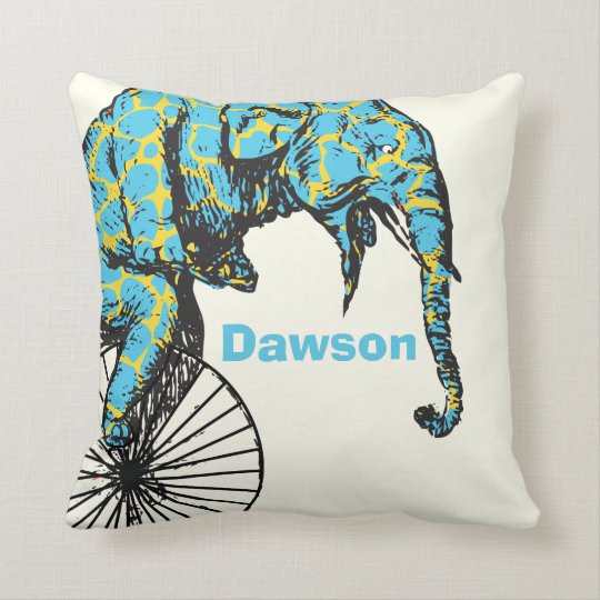 Personalized New Baby Boy S Room Circus Elephant Throw Pillow