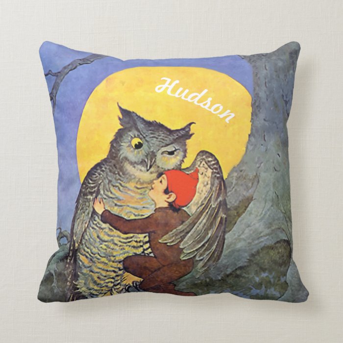 Personalized New Baby Boy's Room Cute Owl Pillows