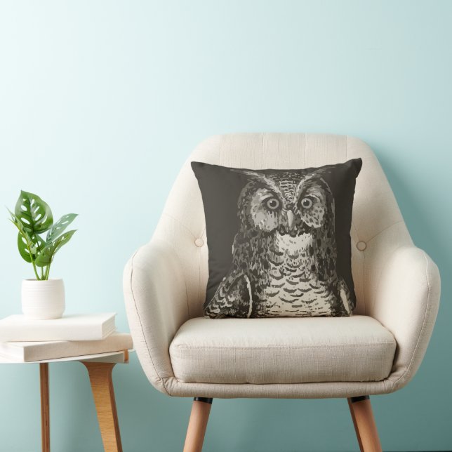 Personalized New Baby Boy's Room Cute Owl Throw Pillow (Chair)