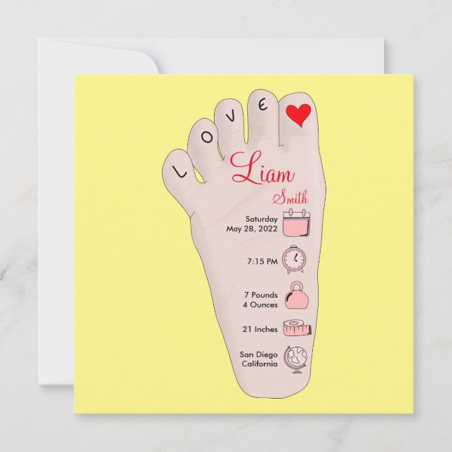 Personalized New Baby Gift Birth Stats Details (Front)