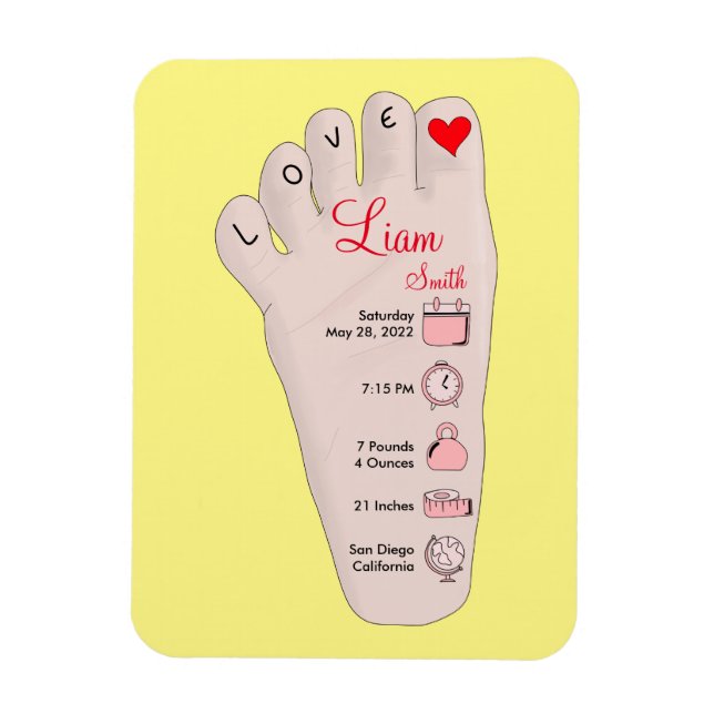 Personalized New Baby Gift Birth Stats Details Magnet (Vertical)