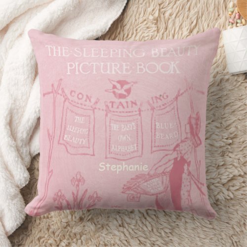 Personalized New Baby Girls Room Sleeping Beauty Throw Pillow