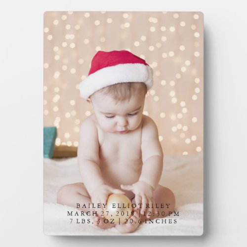 Personalized New Baby Photo Christmas Celebration Plaque