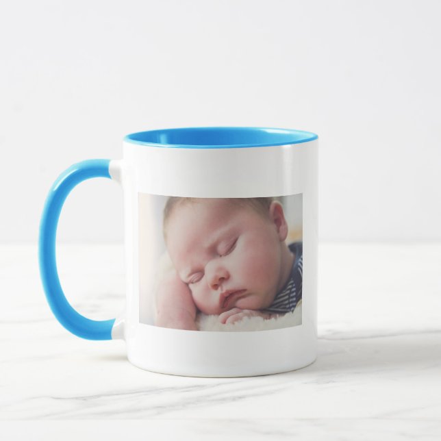 Personalized New Baby Photo, Name and Date Mug (Left)