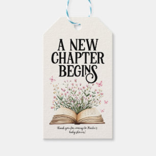 Personalized New Chapter Begins Book Baby Shower Gift Tags