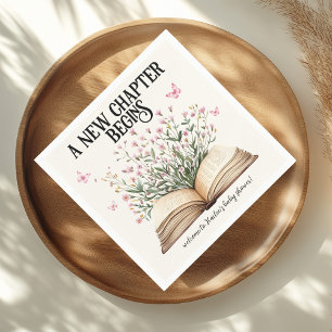 Personalized New Chapter Begins Book Baby Shower Napkins