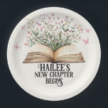 Personalized New Chapter Begins Book Baby Shower Paper Plates<br><div class="desc">Celebrate the start of a new chapter with these Personalized New Chapter Begins Book Baby Shower Paper Plates. Perfect for a storybook or chapter book-themed baby shower, these plates feature a charming design inspired by vintage storybooks. Delicate wildflowers, whimsical butterflies, and elegant bookish accents come together to create a magical...</div>