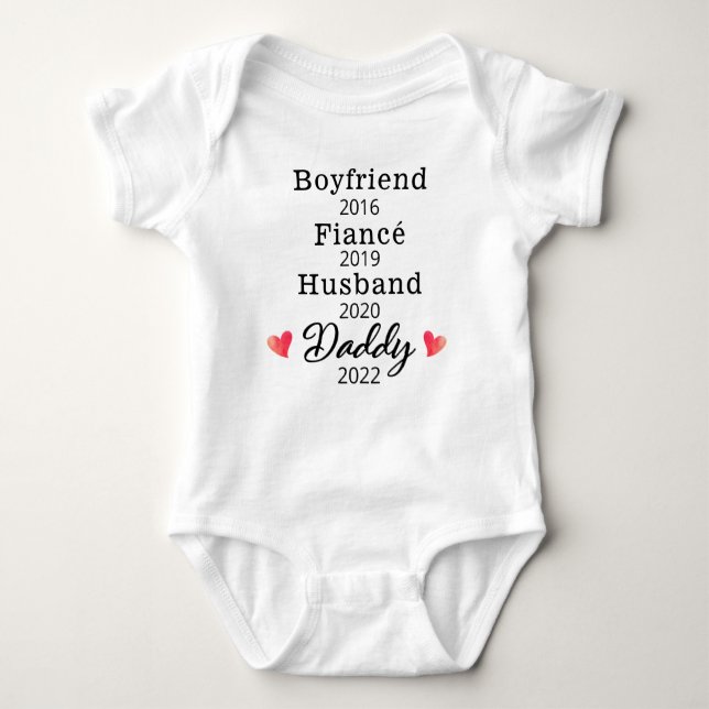Personalized New Daddy Pregnancy Announcement Baby Bodysuit (Front)