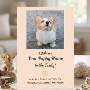 Personalized New Dog Puppy Adoption Photo Announcement