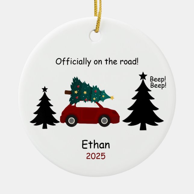 Personalized New Driver Ornament, Custom Licensed  Ceramic Ornament (Front)