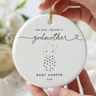 Personalized New Godmother Baby Girl Ornament