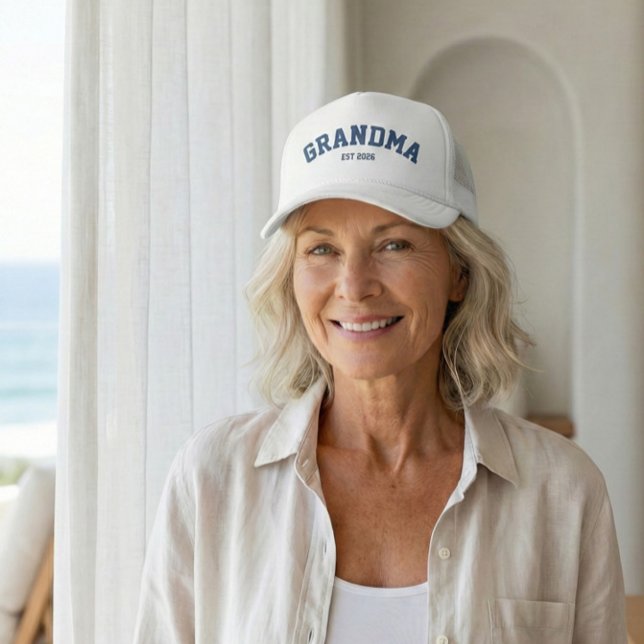 Personalized New Grandma Est Date Father's Day Trucker Hat (Creator Uploaded)