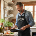 Personalized New Grandpa Est Date Father's Day Apron<br><div class="desc">This Grandpa Est grill apron is a meaningful way to celebrate becoming a grandparent, with a customizable established year to mark the milestone. Designed in classic black with bold collegiate-style lettering, it’s practical for grilling, cooking, and everyday kitchen use. The timeless design makes it an easy gift choice for adult...</div>