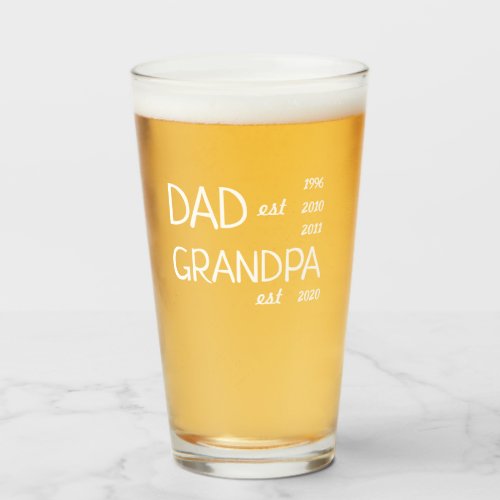 Personalized new grandpa glass