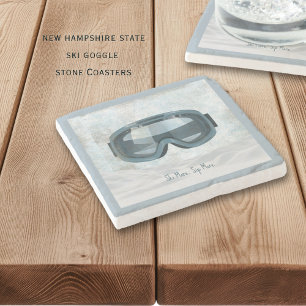 Personalized New Hampshire Ski Stone Coaster