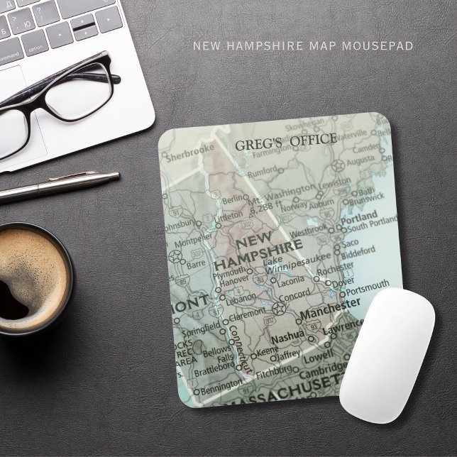 Personalized New Hampshire State Map  Mouse Pad (Personalize your New Hampshire map mousepad. Makes a great gift or enjoy it in your personal office!)